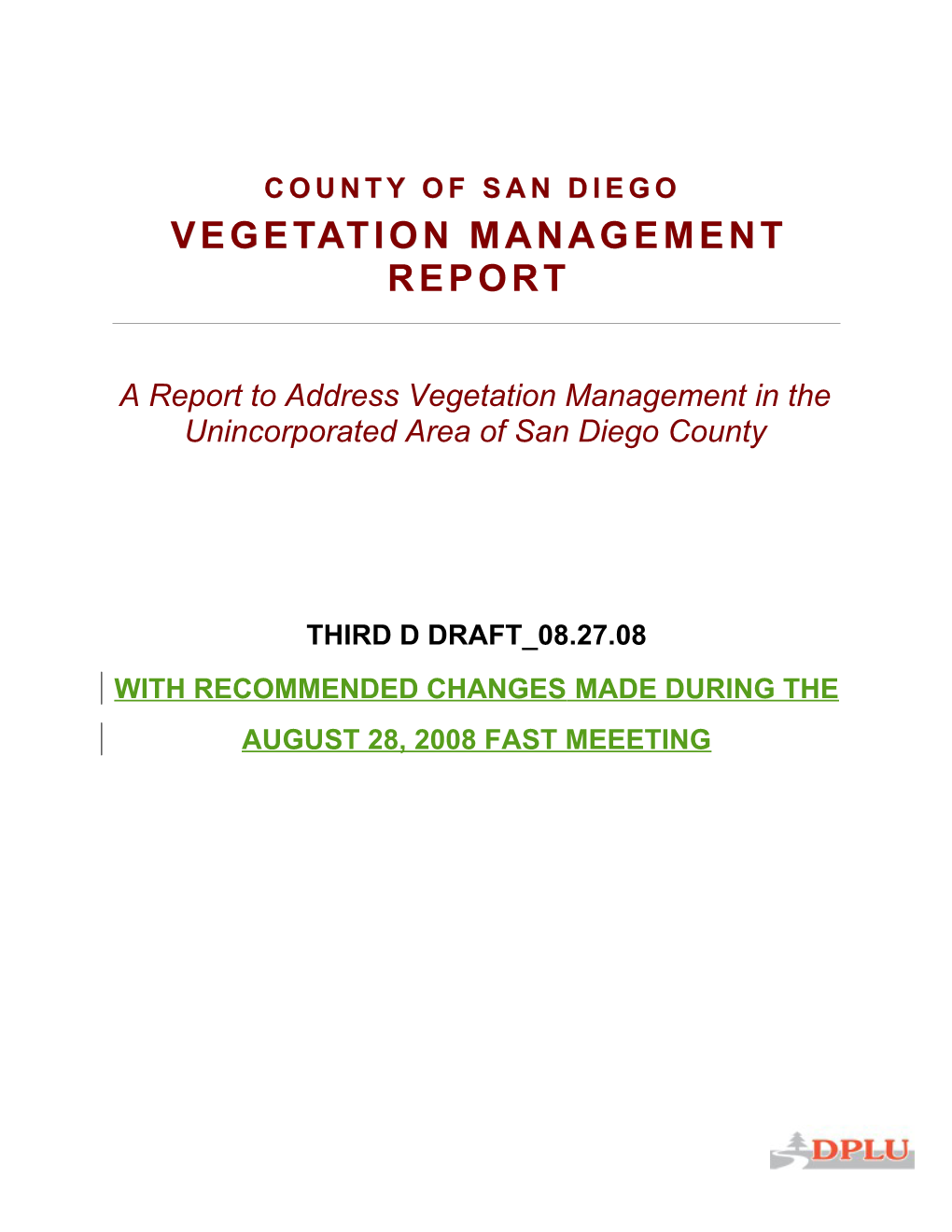 Vegetation Management REPORT