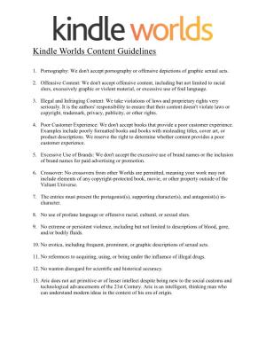 Kindle Worlds Content Guidelines