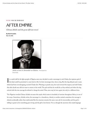 Chinua Achebe and the Great African Novel | the New Yorker 8/7/20, 10 39 AM