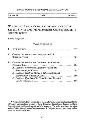 A Comparative Analysis of the United States and Indian Supreme Courts' Equality Jurisprudence