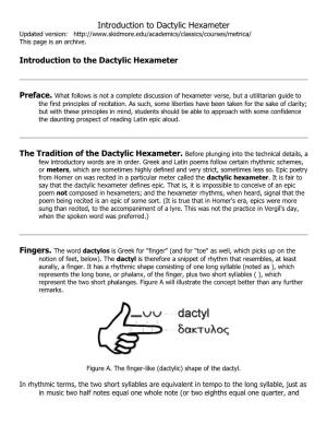 Introduction to Dactylic Hexameter Updated Version: This Page Is an Archive
