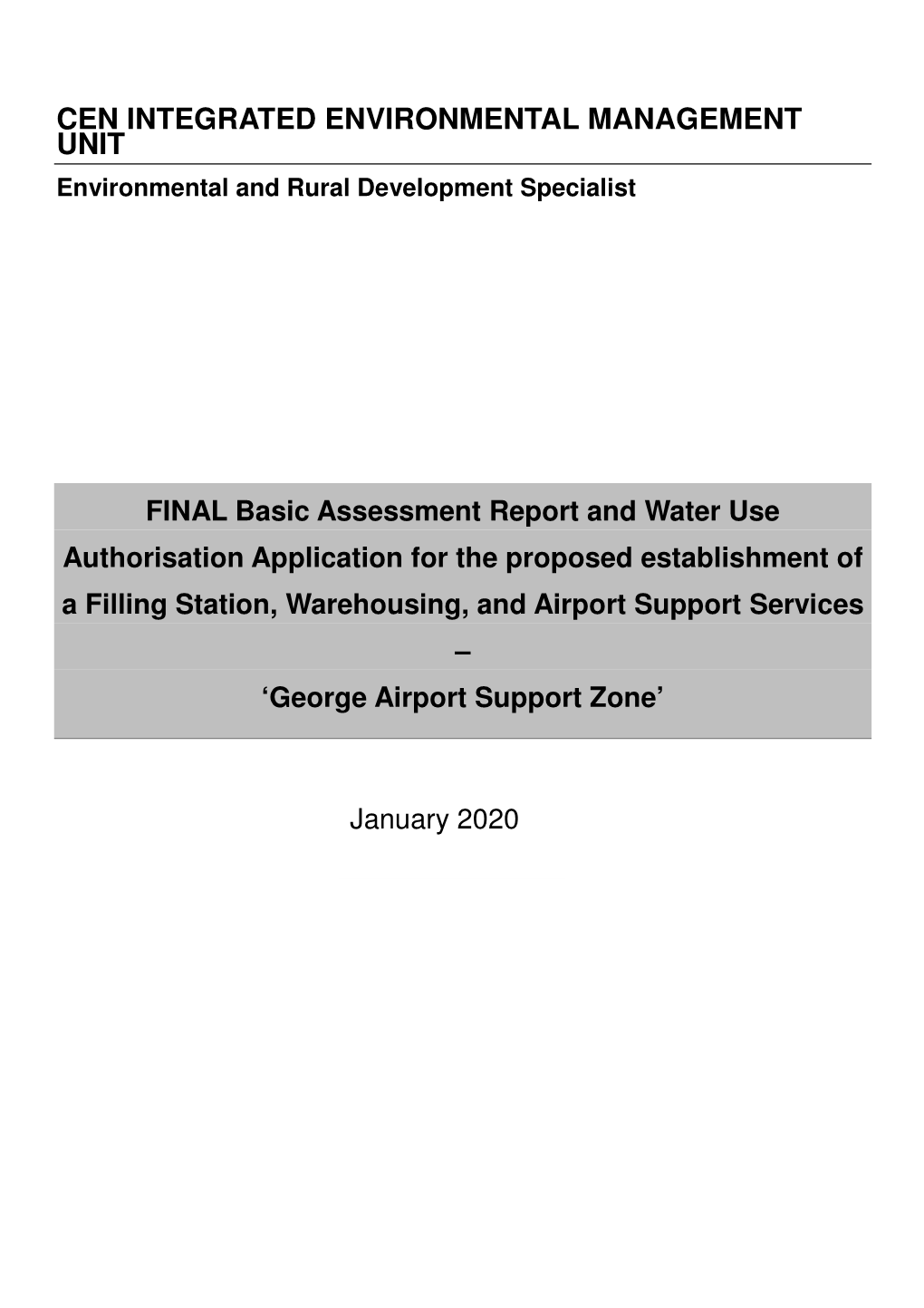 Executive Summary Final Basic Assessment Report