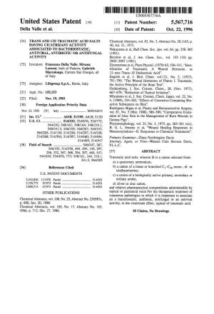 I|||||III US005567716A United States Patent 19 11 Patent Number: 5,567,716 Della Valle Et Al