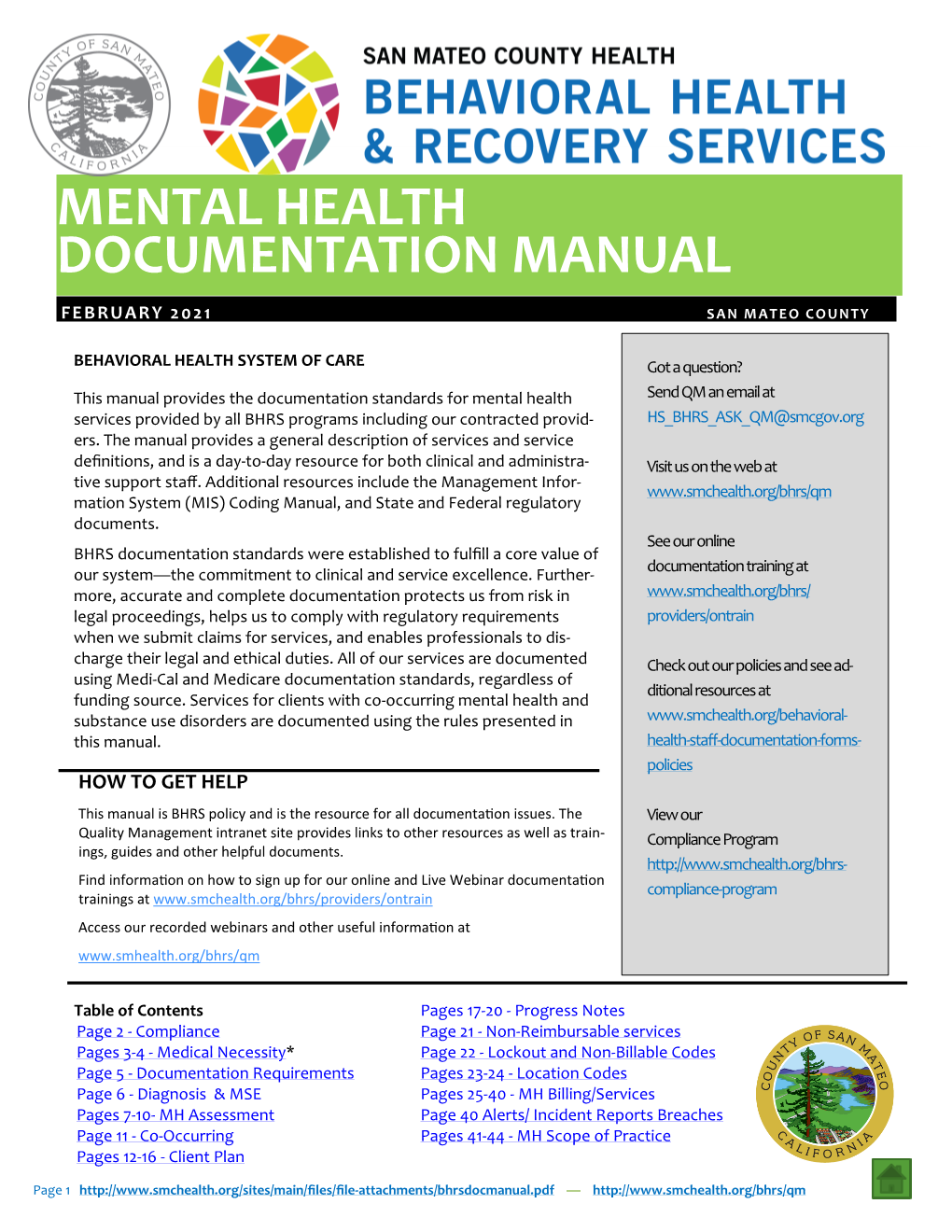 Mental Health Documentation Manual
