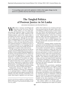 The Tangled Politics of Postwar Justice in Sri Lanka JONATHAN GOODHAND and OLIVER WALTON