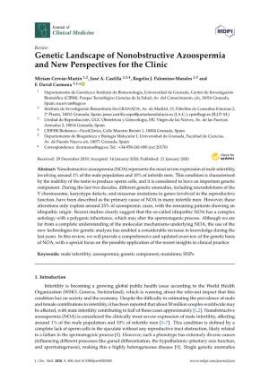 Genetic Landscape of Nonobstructive Azoospermia and New Perspectives for the Clinic