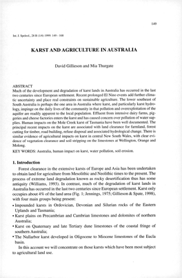 Karst and Agriculture in Australia