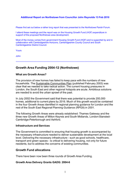 Growth Area Funding 2004-12 (Northstowe)