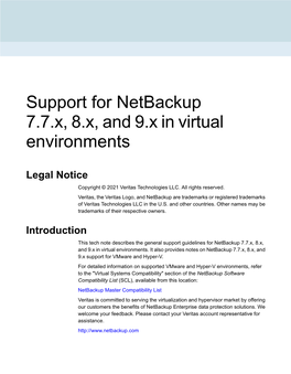 Support for Netbackup 7.7.X, 8.X, and 9.X in Virtual Environments