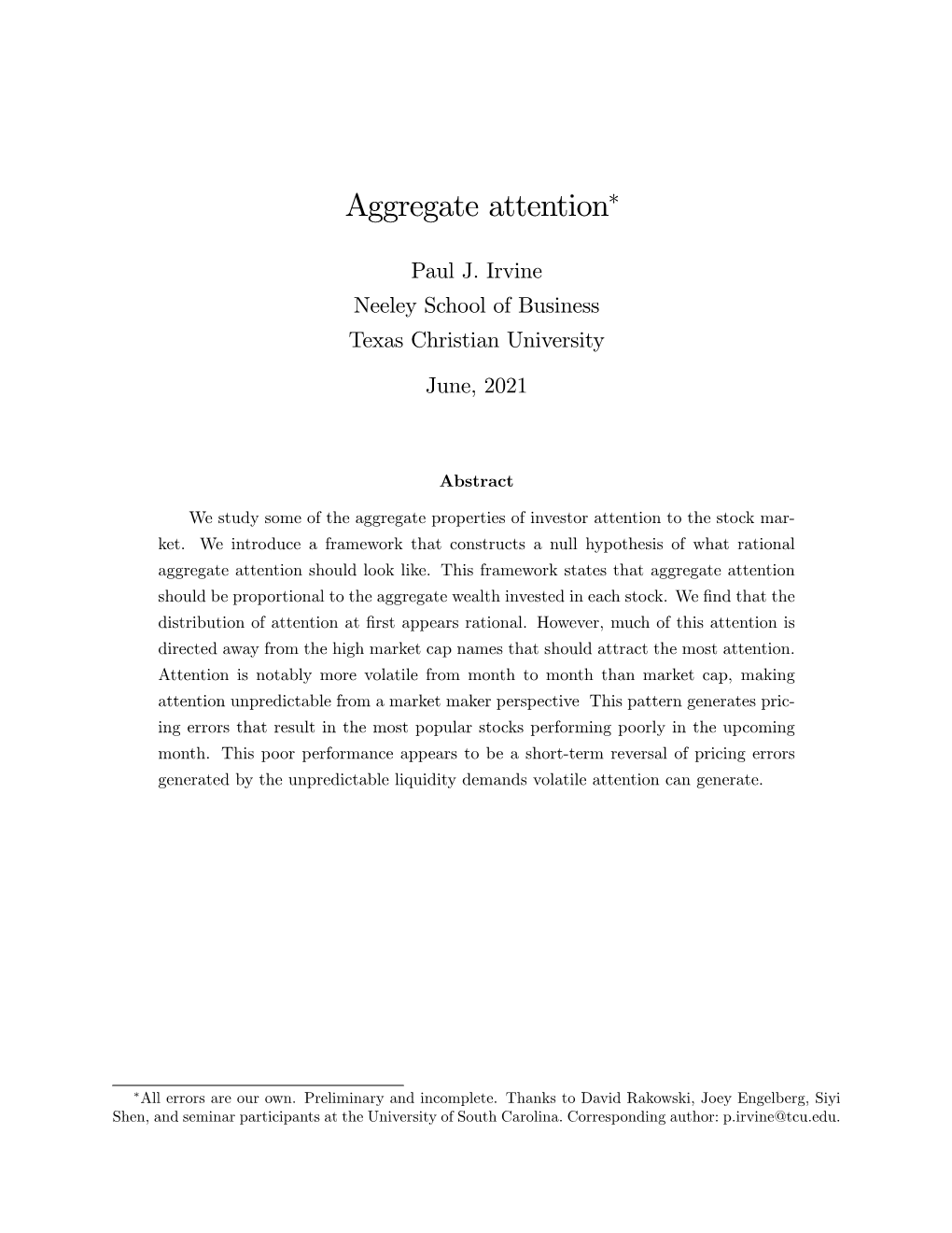 Aggregate Attention∗