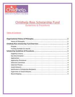 Childhelp Ross Scholarship Fund Guidelines & Procedures
