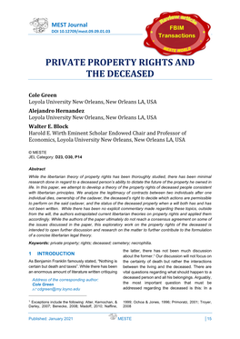 Private Property Rights and the Deceased