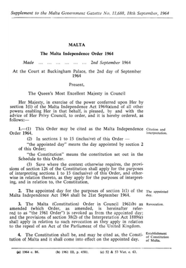 The Malta Independence Order 1964