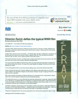 Director Zwick Defies the Typical WWII Film Advertisement by Anthony Breznican, USA TODAY