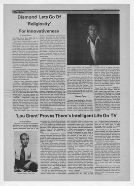 'Religiosity' for Lnnovativeness 'Lou Grant~ Proves There's Intelligent