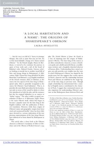 The Origins of Shakespeare's Oberon