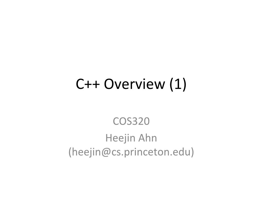 C++ Overview (1)