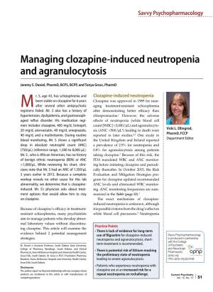Managing Clozapine-Induced Neutropenia and Agranulocytosis