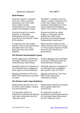 Socionics Vs MBTI