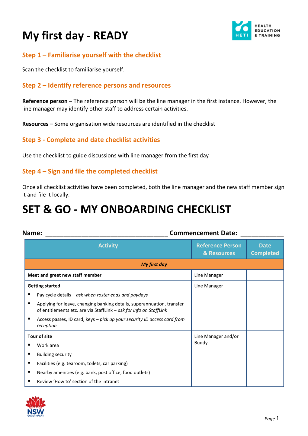 Step 1 Familiarise Yourself with the Checklist