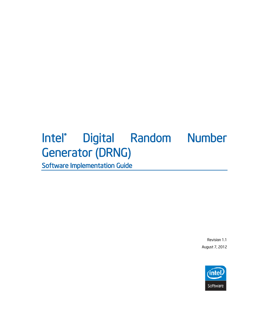 DRNG) Sssoftwaresoftware Iiimplementationimplementation Guide