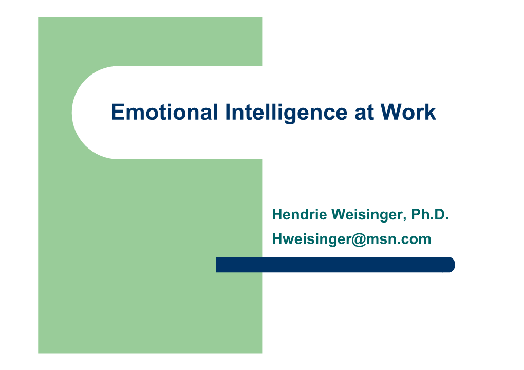 Emotional Intelligence at Work