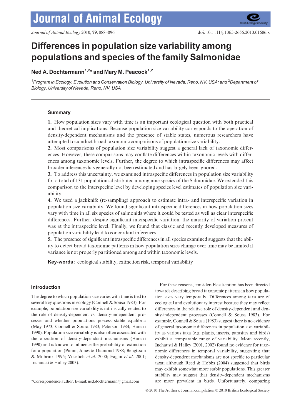 Differences in Population Size Variability Among Populations and Species of the Family Salmonidae