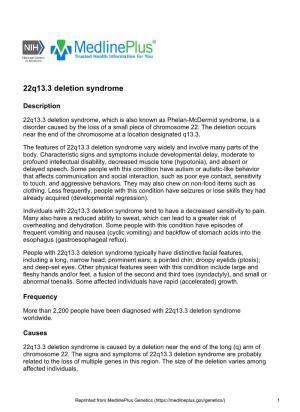 22Q13.3 Deletion Syndrome