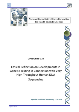 Ethical Reflection on Developments in Genetic Testing in Connection with Very High Throughput Human DNA Sequencing