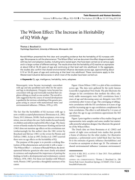 The Wilson Effect: the Increase in Heritability of IQ with Age