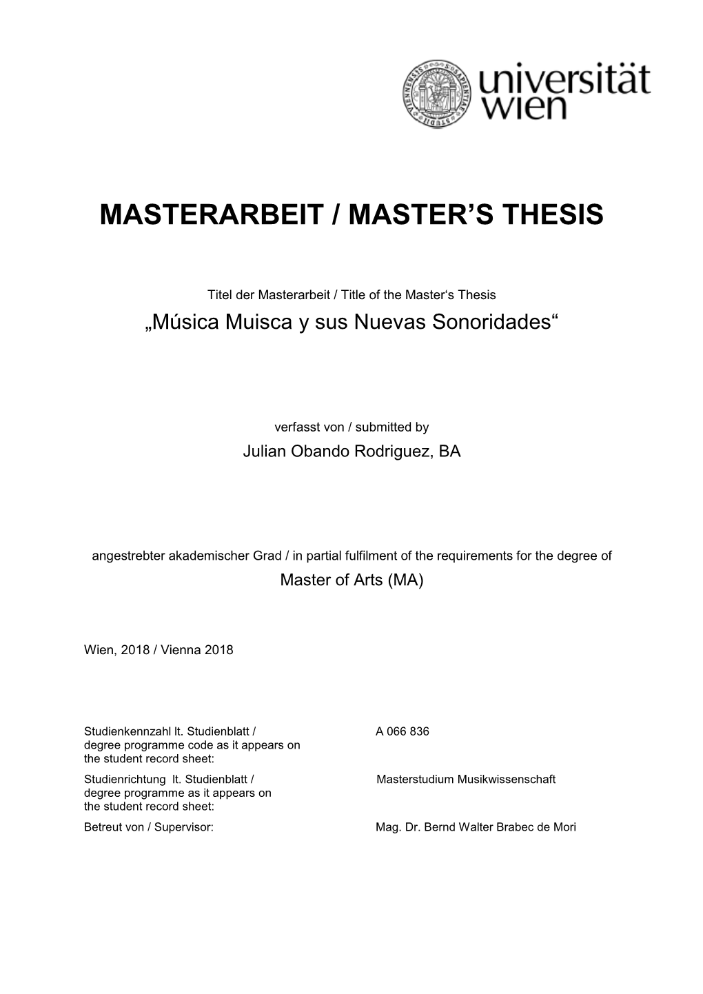 Masterarbeit / Master's Thesis