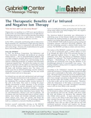 The Therapeutic Benefits of Far Infrared and Negative Ion Therapy