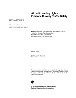 Aircraft Landing Lights Enhance Runway Traffic Safety (AL2ERTS) Final Report March 2005