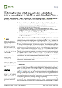 Modelling the Effect of Salt Concentration on the Fate of Listeria Monocytogenes Isolated from Costa Rican Fresh Cheeses