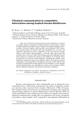 Chemical Communication in Competitive Interactions Among Tropical Stream Detritivores
