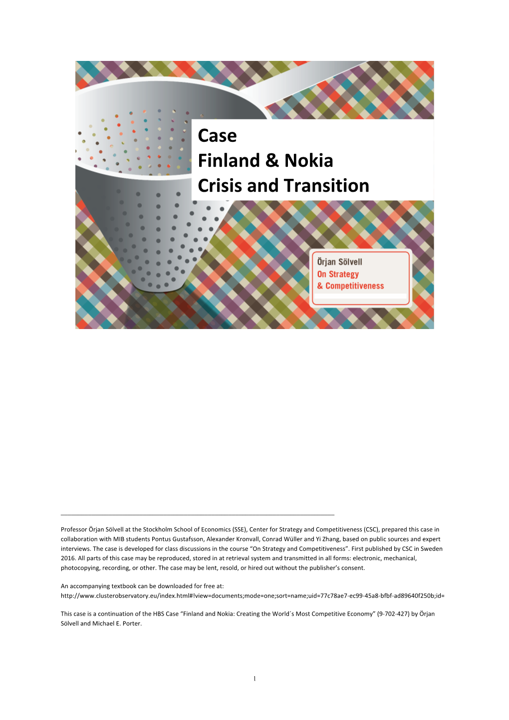 Case Finland & Nokia Crisis and Transition