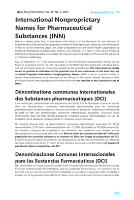 International Nonproprietary Names for Pharmaceutical Substances (INN)