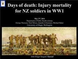 Days of Death: Injury Mortality for NZ Soldiers in WW1