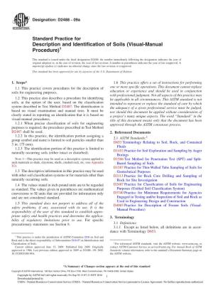 Description and Identification of Soils (Visual-Manual Procedure)1