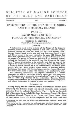 Part Ii Bathymetry of the Tongue of the Ocean, Bahamas',2 William D