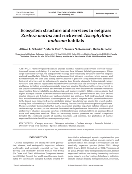 Ecosystem Structure and Services in Eelgrass Zostera Marina and Rockweed Ascophyllum Nodosum Habitats