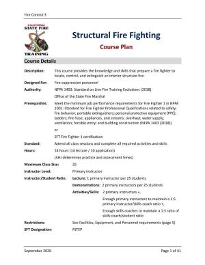 Fire Control 3 Structural Fire Fighting Coures Plan