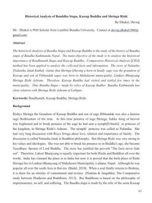 Historical Analysis of Bauddha Stupa, Kassap Buddha and Shringa Rishi by Dhakal, Devraj