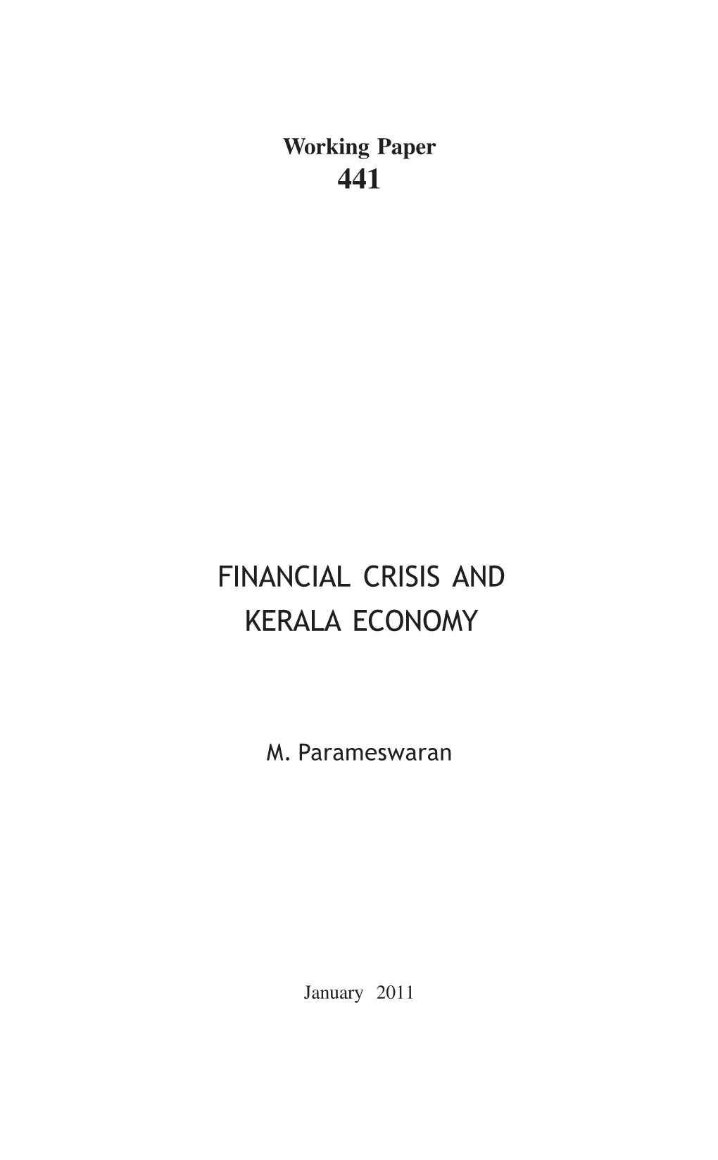 441 Financial Crisis and Kerala Economy