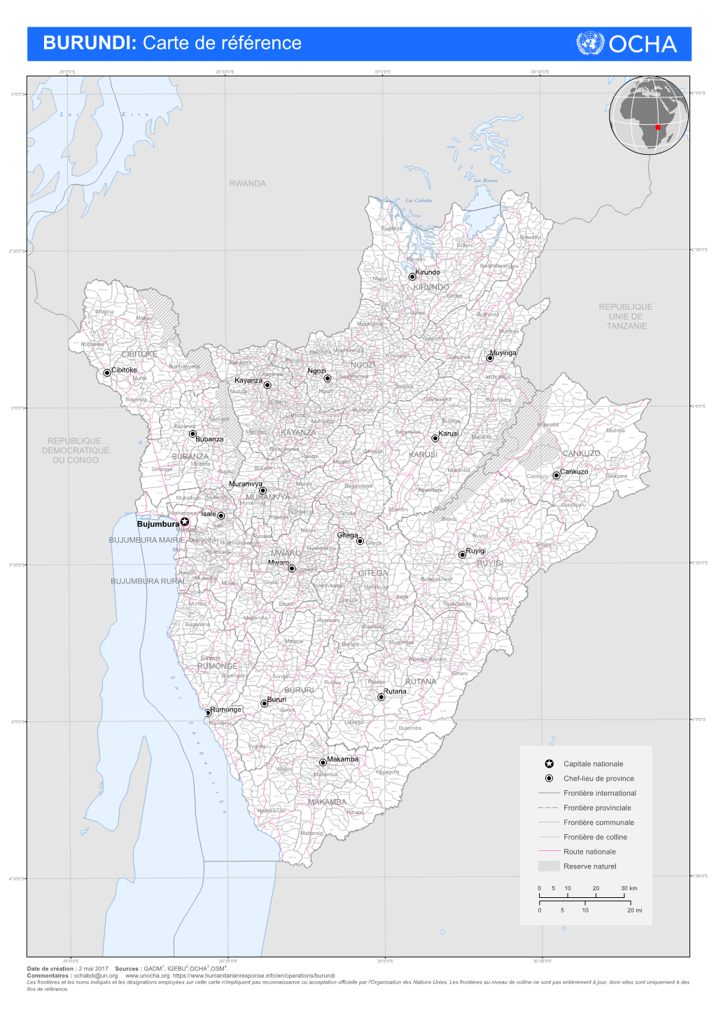 BURUNDI: Carte De Référence