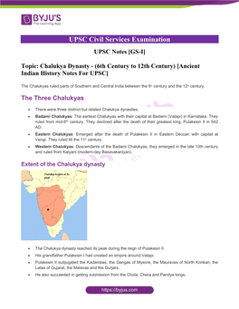 Chalukya Dynasty - (6Th Century to 12Th Century) [Ancient Indian History Notes for UPSC]