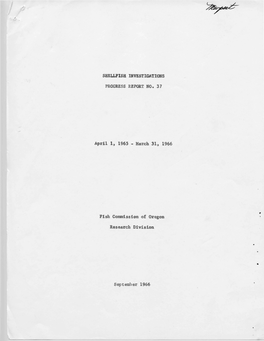 SHELLFISH INVESTIGATIONS April 1, 1965
