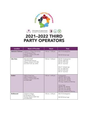 2021–2022 Third Party Operators
