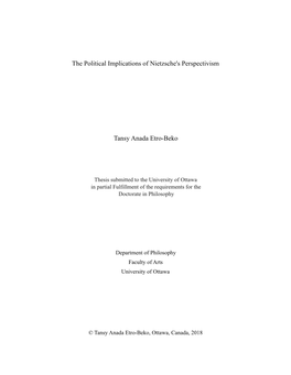The Political Implications of Nietzsche's Perspectivism Tansy