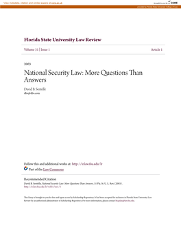 National Security Law: More Questions Than Answers David B
